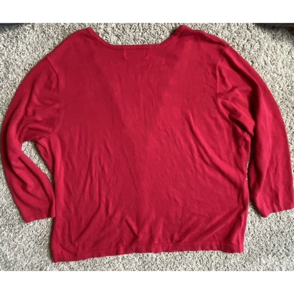 CJ Banks Women Size 3X Red Sweater Button Detail Cotton Lightweight Casual - Picture 14 of 14